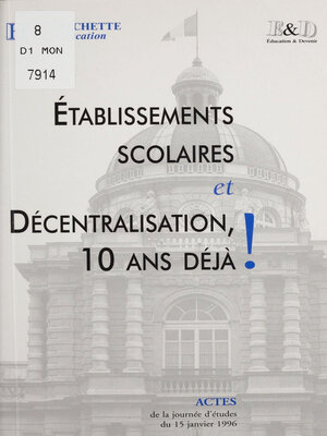 cover image of Établissements scolaires et décentralisation